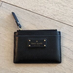 Kate Spade Black Leather Zip Card Case